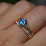 1.37ct Round Precision Cut Ceylon Blue Montana Sapphire Lotus Solitaire in 18k Yellow Gold