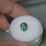 1.64CT PRECISION CUT OVAL MONTANA SAPPHIRE, MEDIUM-DEEP TEAL PARTI, 7.9X5.9MM