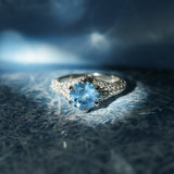 2.12ct Blue Montana Sapphire Diamond-Studded Tapered Solitaire in 14k White Gold