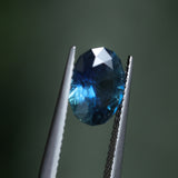 3.04CT OVAL TANZANIAN SAPPHIRE, DEEP ROYAL BLUE WITH TEAL, UNTREATED, 10.04X7.66X5.41MM