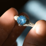 2.12ct Blue Montana Sapphire Diamond-Studded Tapered Solitaire in 14k White Gold