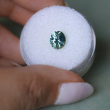 1.51CT PRECISION CUT OVAL MONTANA SAPPHIRE, MEDIUM TEAL BLUE GREEN, 7X6MM