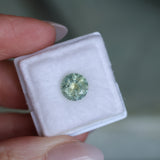 2.56CT ROUND PRECISION CUT MONTANA SAPPHIRE, PARTI YELLOW GREEN BLUE, 8.20-8.05X5.34MM