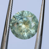2.56CT ROUND PRECISION CUT MONTANA SAPPHIRE, PARTI YELLOW GREEN BLUE, 8.20-8.05X5.34MM