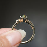 1.75ct Multicolor Cushion Cut Madagascar Sapphire in Wandering Vine Low Profile 4 Prong Setting with Diamonds in 14k Yellow