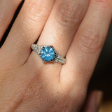 2.12ct Blue Montana Sapphire Diamond-Studded Tapered Solitaire in 14k White Gold