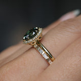 2.32ct Oval Teal Songean Sapphire Antique-Style Diamond Halo Ring in 18k Yellow Gold