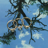 2.06ct Round Untreated Teal Montana Sapphire Hidden Halo Low Profile Evergreen Carved Four Prong Solitaire in 14k Yellow Gold