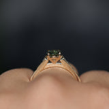 1.27ct Oval Untreated Parti Sapphire and Diamond Vintage Cathedral Four Prong Ring in 14k Yellow Gold