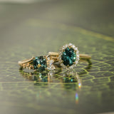 1.75ct Multicolor Cushion Cut Madagascar Sapphire in Wandering Vine Low Profile 4 Prong Setting with Diamonds in 14k Yellow