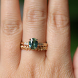 1.27ct Oval Untreated Parti Sapphire and Diamond Vintage Cathedral Four Prong Ring in 14k Yellow Gold