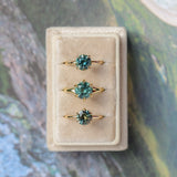 1.97ct Round Precision Cut Montana Sapphire 4 Prong Solitaire Evergreen Ring in 14k Yellow Gold