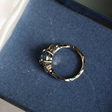 2.59ct Untreated GIA Blue Sapphire and Teal Sapphire Diamond Cluster Evergreen Ring in 14k Yellow Gold