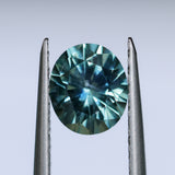 1.51CT PRECISION CUT OVAL MONTANA SAPPHIRE, MEDIUM TEAL BLUE GREEN, 7X6MM