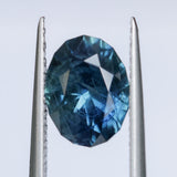 3.04CT OVAL TANZANIAN SAPPHIRE, DEEP ROYAL BLUE WITH TEAL, UNTREATED, 10.04X7.66X5.41MM