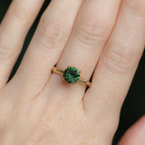 1.72ct Round Deep Green Sapphire Four Prong Evergreen Solitaire in 14k Yellow Gold