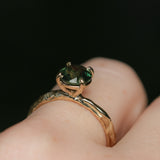 1.72ct Round Deep Green Sapphire Four Prong Evergreen Solitaire in 14k Yellow Gold