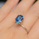 2.74CT OVAL MADAGASCAR SAPPHIRE, ROYAL BLUE WITH TEAL, UNTREATED, 9.5X6.7X5.1MM