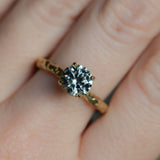 1.64ct Round "Hearts & Arrows" Cut Untreated Montana Sapphire 4 Prong Solitaire Evergreen Ring in 18k Yellow Gold