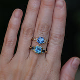 2.36ct Fancy Cushion Cut Montana Sapphire and Australian Sapphire Antique Compass Set Low Profile Ring in 18k Yellow Gold