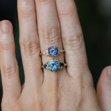 2.36ct Fancy Cushion Cut Montana Sapphire and Australian Sapphire Antique Compass Set Low Profile Ring in 18k Yellow Gold