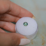 0.95CT ROUND MONTANA SAPPHIRE, TEAL BLUE GREEN AND YELLOW, 5.7X3.8MM