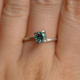0.95CT ROUND MONTANA SAPPHIRE, TEAL BLUE GREEN AND YELLOW, 5.7X3.8MM