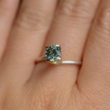 0.95CT ROUND MONTANA SAPPHIRE, TEAL BLUE GREEN AND YELLOW, 5.7X3.8MM