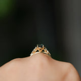 1.26ct Untreated Nigerian Oval Teal Blue Sapphire and Diamond Starry Night Stackable Solitaire in 18k Yellow Gold