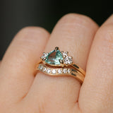 1.09ct Seafoam Green Montana Sapphire and Natural Diamond Mountainscape Ring in 14k Yellow Gold