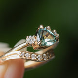 1.09ct Seafoam Green Montana Sapphire and Natural Diamond Mountainscape Ring in 14k Yellow Gold