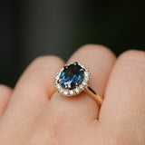 3.04ct Untreated Tanzanian Sapphire Antique-Style Diamond Low Profile Halo Ring in 14k Yellow Gold