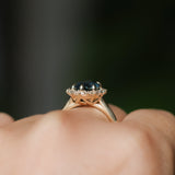 3.04ct Untreated Tanzanian Sapphire Antique-Style Diamond Low Profile Halo Ring in 14k Yellow Gold