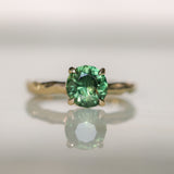 1.72ct Round Deep Green Sapphire Four Prong Evergreen Solitaire in 14k Yellow Gold
