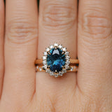 3.04ct Untreated Tanzanian Sapphire Antique-Style Diamond Low Profile Halo Ring in 14k Yellow Gold