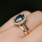 3.04ct Untreated Tanzanian Sapphire Antique-Style Diamond Low Profile Halo Ring in 14k Yellow Gold