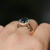 3.04ct Untreated Tanzanian Sapphire Antique-Style Diamond Low Profile Halo Ring in 14k Yellow Gold