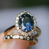 3.04ct Untreated Tanzanian Sapphire Antique-Style Diamond Low Profile Halo Ring in 14k Yellow Gold