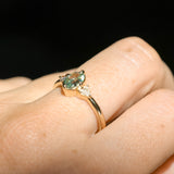 0.73ct Oval Unheated Montana Sapphire and Trillion Diamond Low Profile Ring in 14k Yellow Gold