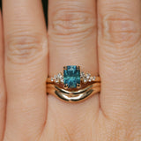 1.34ct Radiant Cut Teal Blue Montana Sapphire and Diamond Starry Night Stackable Solitaire in 14k Yellow Gold