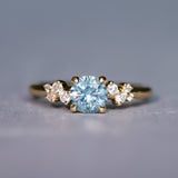 0.91ct Light Cornflower Blue Montana Sapphire and Diamond Starry Night Low Profile Solitaire in 14k Yellow Gold