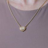 1.37ct Natural Cushion Cut Diamond Vine Frame Necklace in 14k Yellow Gold
