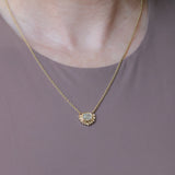 1.37ct Natural Cushion Cut Diamond Vine Frame Necklace in 14k Yellow Gold