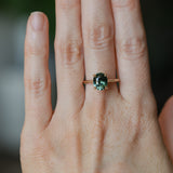 3.01ct Oval Unheated Madagascar Sapphire Hidden Halo Cathedral Solitaire in 14k Yellow Gold