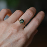 3.01ct Oval Unheated Madagascar Sapphire Hidden Halo Cathedral Solitaire in 14k Yellow Gold