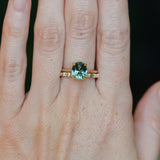 3.01ct Oval Unheated Madagascar Sapphire Hidden Halo Cathedral Solitaire in 14k Yellow Gold