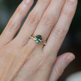 3.01ct Oval Unheated Madagascar Sapphire Hidden Halo Cathedral Solitaire in 14k Yellow Gold