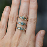 0.92ct Unheated Teal Montana Sapphire and Montana Sapphire Side Three Stone Ring in 14k Yellow Gold