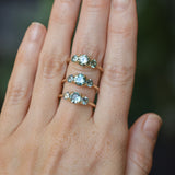 0.92ct Unheated Teal Montana Sapphire and Montana Sapphire Side Three Stone Ring in 14k Yellow Gold