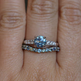 1.21ct Double Cut Montana Sapphire Four Prong Low Profile Vintage Style Milgrain and Diamond Ring in 14k White Gold